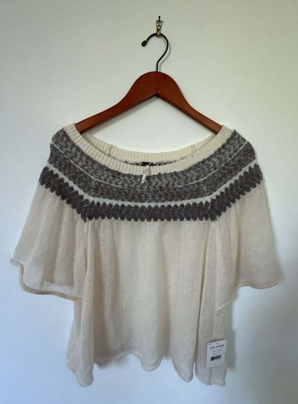 Free People Loch Lomond Off The Shoulder Flutter Sleeve Knit Sweater Top
